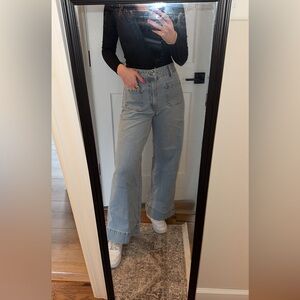 H&M Light Blue High Rise Women's Wide Leg Jeans
